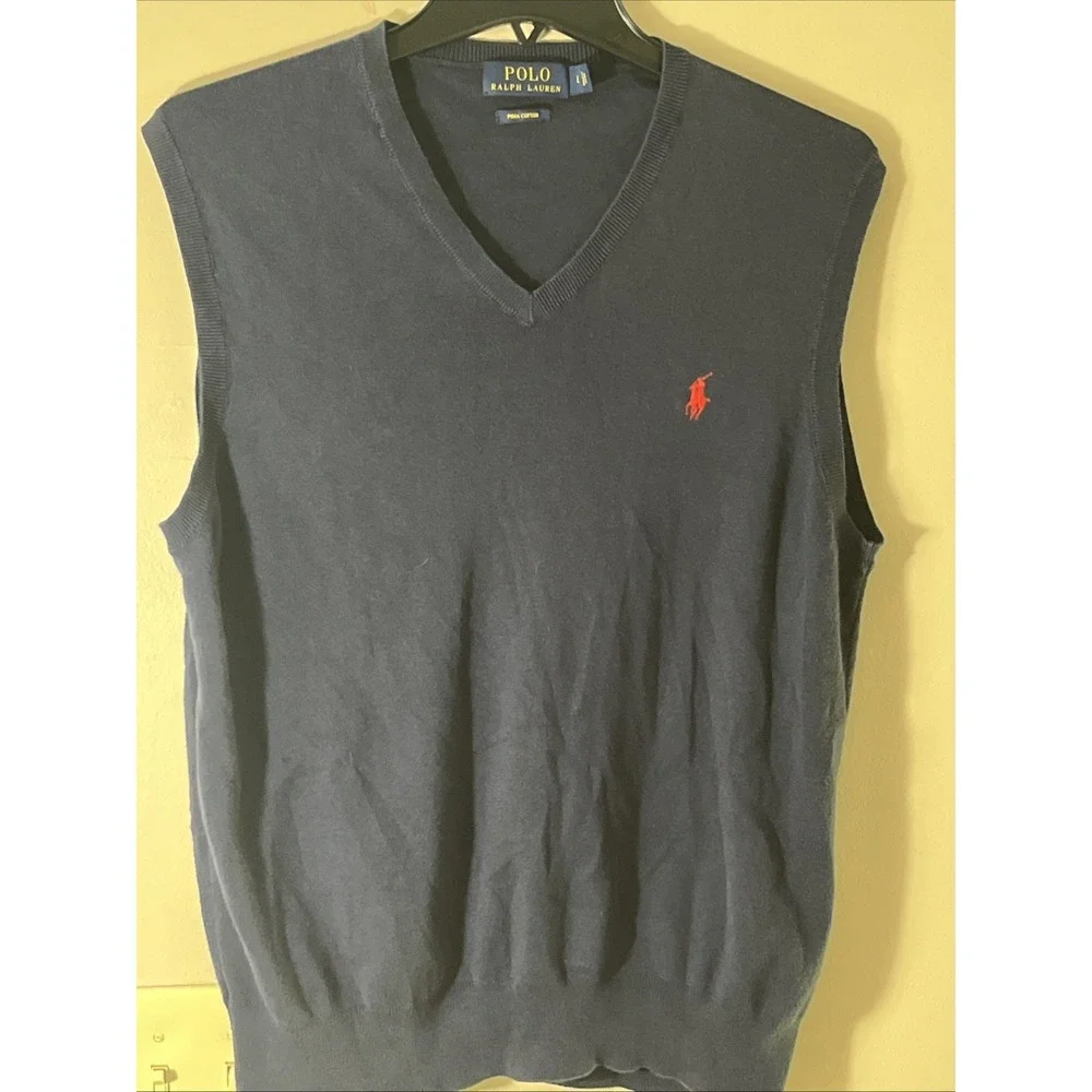 Polo Ralph‎ Lauren Sleeveless Preppy Sweater Vest Pima Cotton Size Large